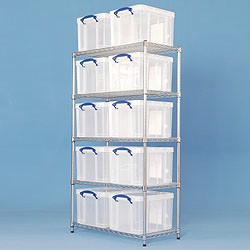 2 bay chrome racking with 10x35 litre Really Useful Boxes