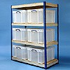 145 litre industrial racking with 6x145 litre boxes
