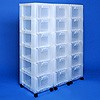Storage tower triple with 18x12 litre drawers