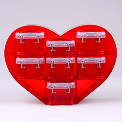Small heart organiser with 1x0.07 + 6x0.14 litre Really Useful Boxes