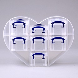 Small heart organiser with 1x0.07 + 6x0.14 litre Really Useful Boxes