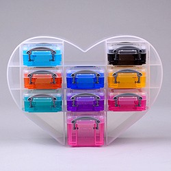 Small heart organiser with 8x0.07 + 1x0.14 litre Really Useful Boxes