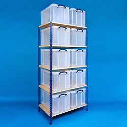 2 bay industrial racking with 10x84 litre Really Useful Boxes