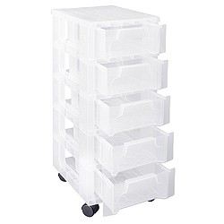 Slimline storage tower with 5x3.5 litre Really Useful Drawers