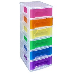Slimline storage tower with 6x3.5 litre Really Useful Drawers