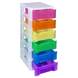 Slimline storage tower with 6x3.5 litre Really Useful Drawers