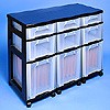 Storage tower triple with 3x7 + 3x12 + 3x25 litre drawers